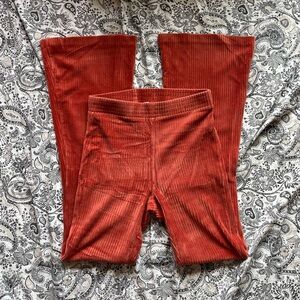 Aerie rust orange ribbed flare pants